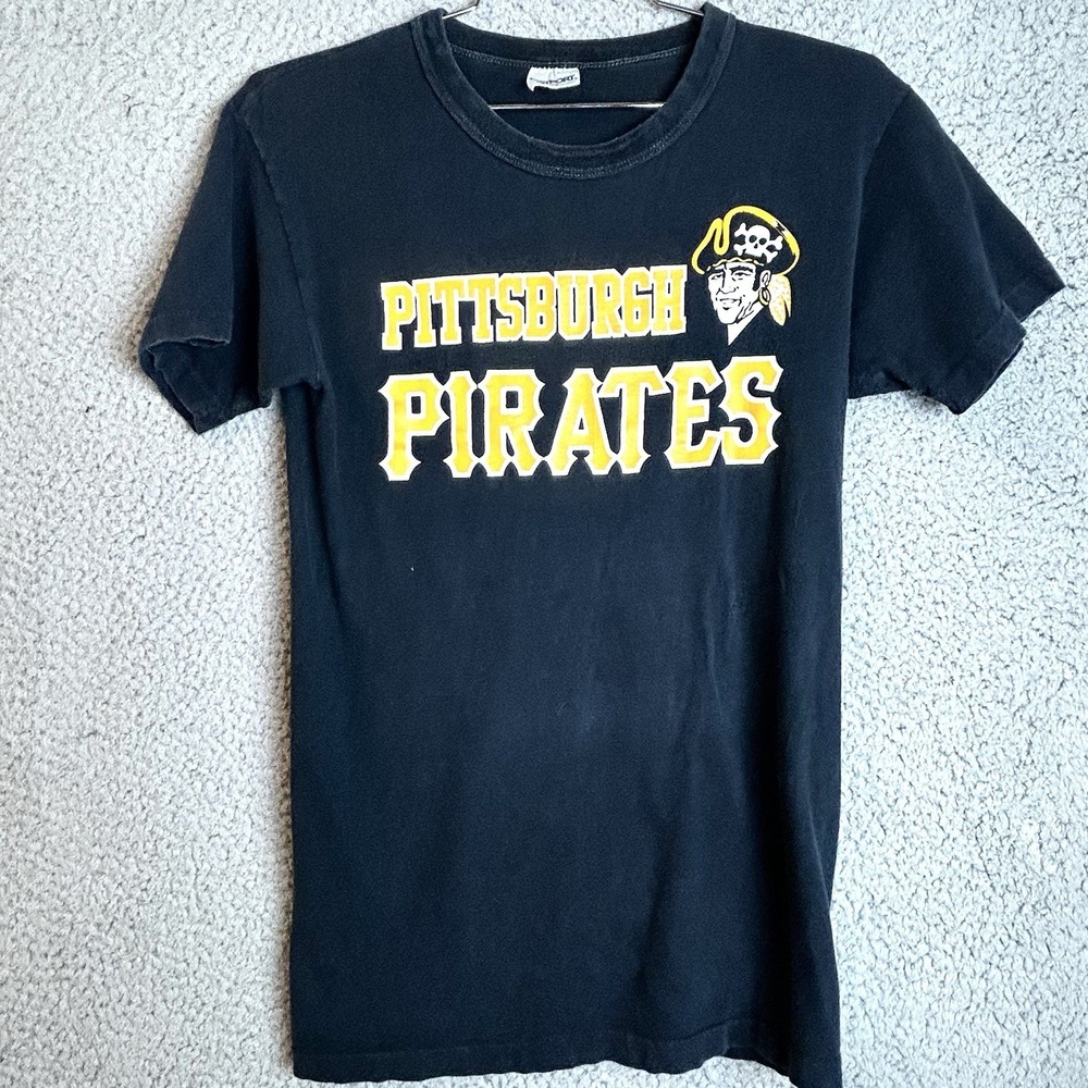 Vintage 80's Pittsburgh Pirates Baseball MLB T Shirt Adult Small EASTPORT USA